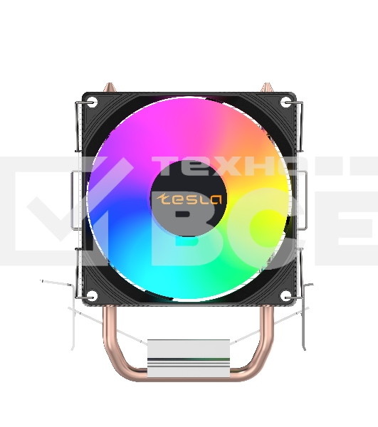 Кулер TESLA SHADOW 902 FRGB, 1х92мм, 2400rpm, 4-pin, Al+Cu, черный/FRGB, 52CFM, 23дБ, 2-PIPE, TDP 110Вт, INTEL 1700/1200/115x/775/1366, AMD AM5/AM4/AM3(+)/AM2(+)/FM2(+)/FM1/754/940/939 (TSL-902PWM-FRGB)