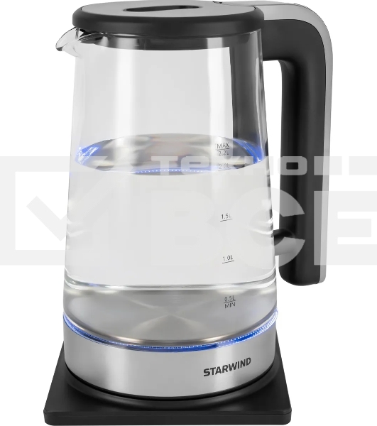 Чайник электрический Starwind SKG4043 2.2л. 1800Вт черный/серебристый корпус: стекло