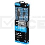 Кабель Maxvi MCm-02L black, USB-A - Lightning, 2A, магнитный разъем, LED ток макс. нагрузки 2А, макс. напряжение 5V; стандарт USB 2.0; длина 1.5м, нейлоновая оплетка, съемный магнитный коннектор, LED подсветка, черный, фото2