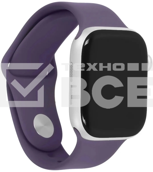 Умные часы Apple Watch Series 11 A3331 42мм OLED корп.серебристый Sport Band рем.фиолетовый разм.брасл.:S/M (MEU64LW/A)