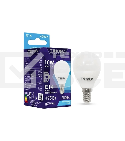 Лампа светодиодная TOKOV ELECTRIC 10Вт G45 6500К Е14 176-264В