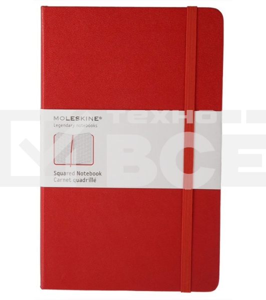 Блокнот Moleskine CLASSIC QP061R Large 130х210мм 240стр. клетка твердая обложка фиксирующая резинка красный