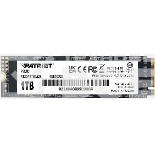 Накопитель SSD Patriot P320, 1Tb, PCIe 3.0 x4, M.2 2280, NVMe, R/W 3000/2200