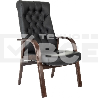 Кресло офисное Бюрократ T-9928WALNUT-CF черный, кожа, на ножках, дерево