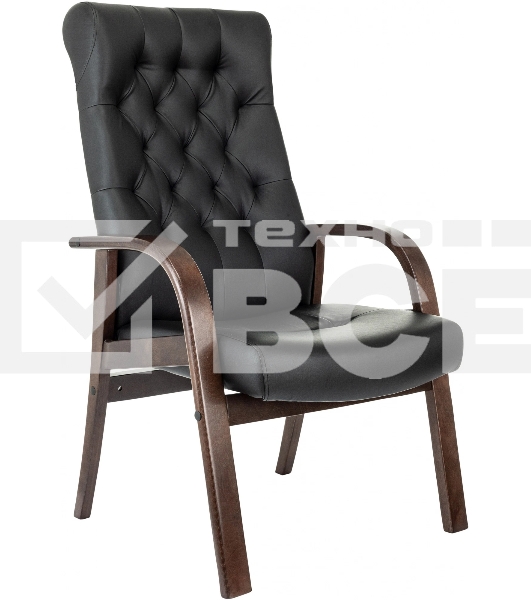 Кресло офисное Бюрократ T-9928WALNUT-CF черный, кожа, на ножках, дерево