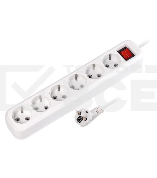 Удлинитель Smartbuy, 6 гнезд 7 м, 16А/3,5 кВт с выкл. и заземлением ПВС 3х1,0 (SBE-16-6-07-ZS)