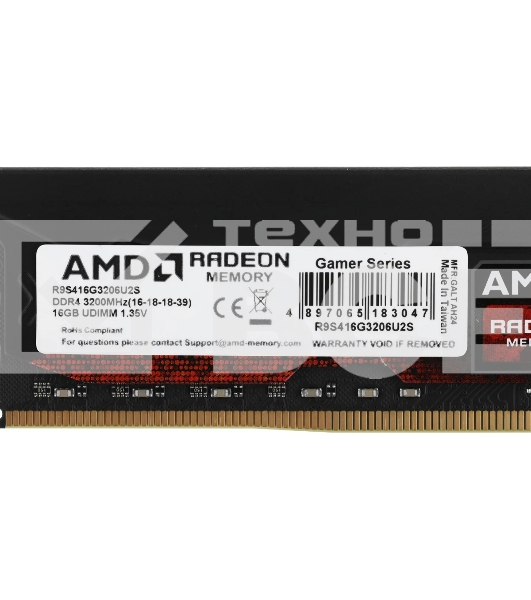 Оперативная память AMD Radeon R9, DDR4, 16GB (1x16GB), 3200MHz, CL16, DIMM, с радиатором, черный