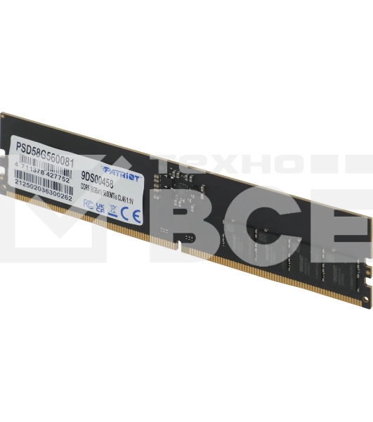 Оперативная память Patriot Signature, DDR5, 8GB (1x8 GB), 5600 MHz, CL46, DIMM