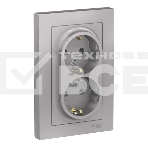 Розетка 2-м AtlasDesign с заземл. 16А в сборе алюм. SchE ATN000324, фото 1