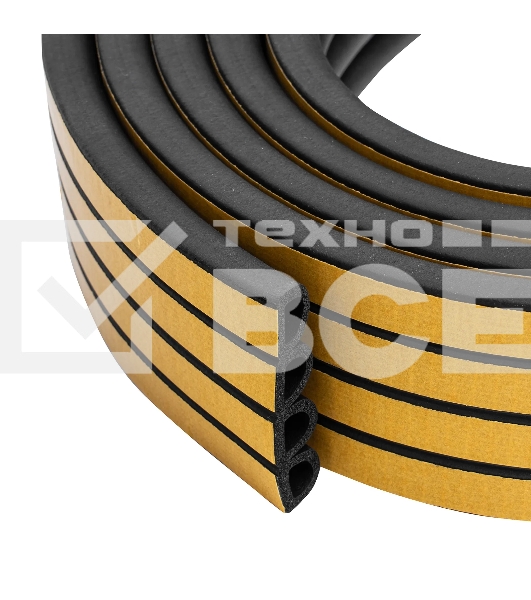 Уплотнитель резиновый Сибртех 14х12 мм для широких щелей, 12 м, профиль 'D', черный