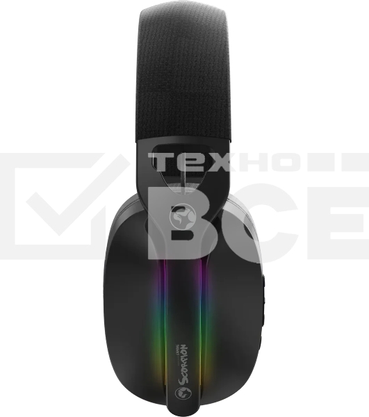 Гарнитура MARVO HG9086W Pulz 70W чёрный, беспроводная + проводная, радиоканал, до 10 ч, съёмный микрофон, подсветка, совместимость с PS5, Xbox