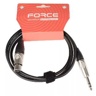 Кабель микрофонный FORCE FMC-15/1.51/4' TRS (M) - XLR (F), высококачественный балансный, малошумящий с проводниками из безкислородной меди OFC, диаметр 6 мм, профессиональные металлические разъемы, длина 1,5 м, цвет черный
