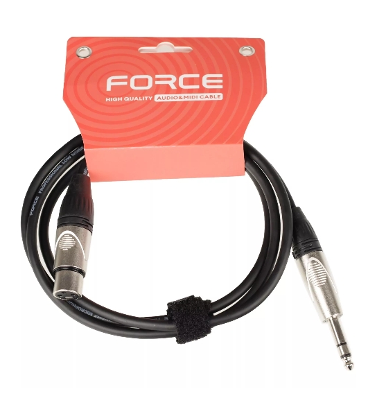 Кабель микрофонный FORCE FMC-15/1.51/4' TRS (M) - XLR (F), высококачественный балансный, малошумящий с проводниками из безкислородной меди OFC, диаметр 6 мм, профессиональные металлические разъемы, длина 1,5 м, цвет черный