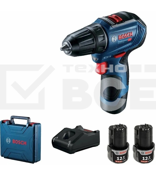 Дрель-шуруповерт Bosch GSR 12V-30 Аккумуляторная, Кейс