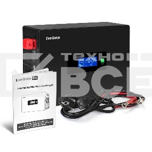 Комплект ИБП EX295992RUS + батарея 120Aч EX285657RUS 1шт (инвертор, синус, для котла, PF=1, настенный) ExeGate IdealSine SR-600.LCD.2SH <600VA/600W, чистая синусоида, цветной LCD-дисплей, 2*Schuko, крепление настенное, Black> + батарея ExeGate HRL 12-120 