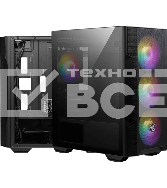 Компьютерный корпус MSI MAG FORGE M100R, Global, 1xUSB 3.0, 2xUSB 2.0, 4x120мм ARGb Fan, ESD ARGbControl Board, Tempered Gl