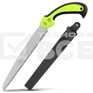 Садовая пила с ножнами Deli DL580927 270мм, сталь 65Mn, шаг зубьев 7TPI, обрезиненая ручка, шлифовка зубов с 3-х сторон, двухрядное распределение кромок