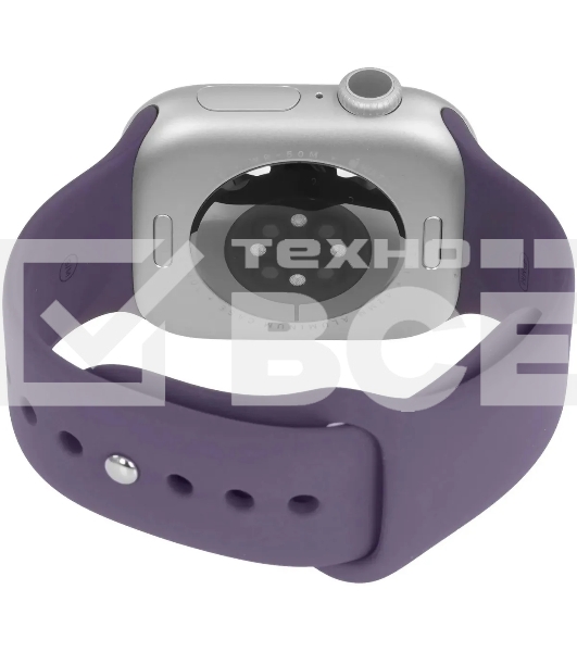 Умные часы Apple Watch Series 11 A3331 42мм OLED корп.серебристый Sport Band рем.фиолетовый разм.брасл.:S/M (MEU64LW/A)
