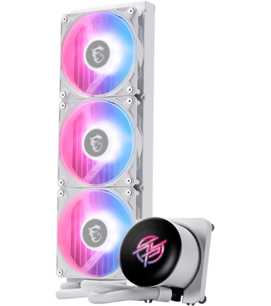 Система жидкостного охлаждения/ Water Cooling System MSI MPG CORELIQUID P13 360 (300W, 360мм, LED, White, ARGB/ Fans: 3x120мм, 64.89CFM, 2050RPM/ Pump 20dBA, 3400RPM, Rad thickness 27мм/ S: 1851, 1700, AM5, AM4)