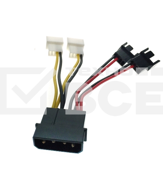 Переходник питания для вентилятора 4pin на 4х3pin Espada E4PINm-4X3pINm