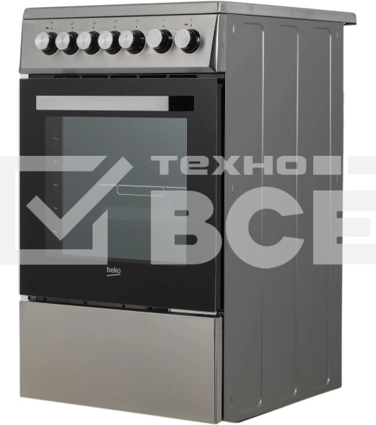 Плита электрическая Beko FSS57100GX серебристый, конфорок 4 шт, духовка 60 л, 50 см x 85 см x 60 см