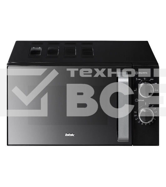 Микроволновая печь BBK 20MWS-776M/B-M чёрный, 20 л, 700 Вт, переключатели - поворотный механизм