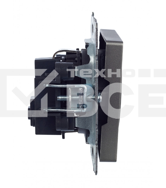 Розетка 1-местная IEK BRITE РС14-1-0-БрС с заземлением, с защитными шторками, 16А, сталь