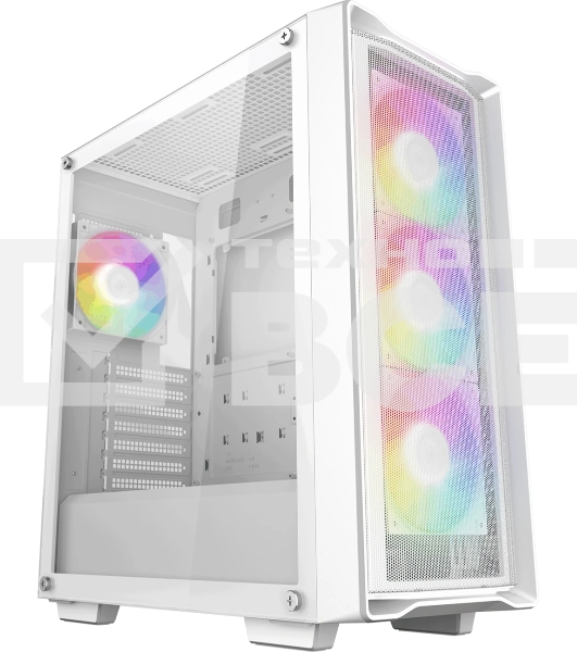 Компьютерный корпус Deepcool CC560 MESH V2 WH без БП, боковое окно (закаленное стекло), 3x120мм ARGb LED вентилятор спереди и 1x120мм ARGb LED вентилятор сзади, белый, ATX