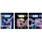 Набор тетрадей Silwerhof 2001674 48 листов, клетка, A5, Неоновые животные в очках 3 дизайна, мелованный картон, гребень (упаковка: 3шт), фото 1