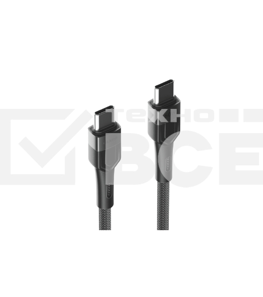 Кабель OLMIO BOLT, Type-C - Type-C, 60W, 1.2м, тканевая оплетка, черный