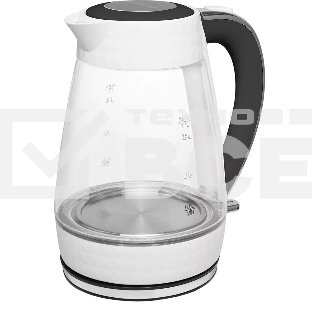 Чайник электрический Polaris PWK-1704-СGL белый/черный, 2200W, 1,7 л, стекло, подсветка