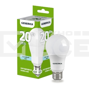 Лампа светодиодная GENERICA LL-A60-20-230-65-E27-G A60 20 Вт грушевидная 6500К E27 230В