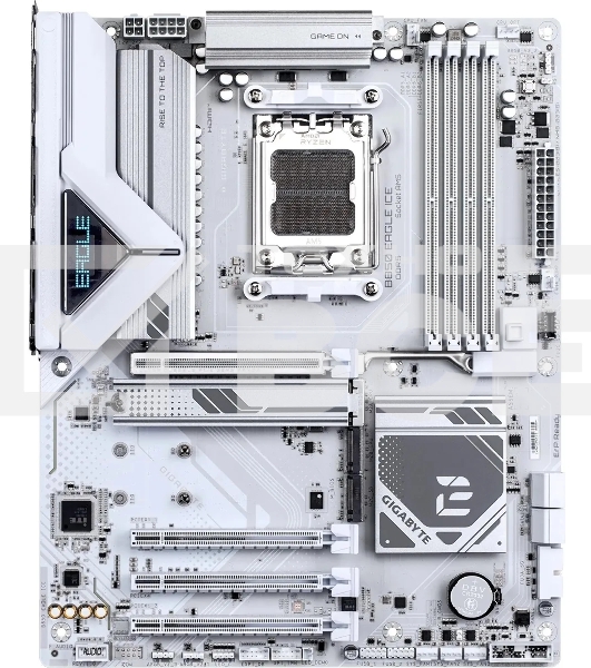Материнская плата Gigabyte B850 EAGLE ICE, AM5, AMD B850, 4xDDR5, 4xSATA, 3xM.2, 1xPCIe 5.0 x16, 1xPCIe 4.0 x4, 2xPCIe 3.0 x1, 1xDP (v1.4), 1xHDMI (v2.1), 1x2.5Gb LAN, 2xUSB-A 10Gbps, 2xUSB-A 5Gbps, 6xUSB-A 2.0, 1xUSB-C 5Gbps, 3x3.5 мм, 7.1, ATX