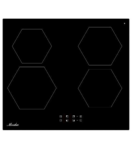Варочная панель Monsher MHI 6101, индукция, High-Tech, 59 см, 9 уровней мощности, блокировка управления, автоматическое отключение, таймер, Booster, сенсорное управление, черный