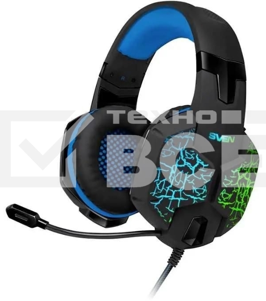 Гарнитура проводная SVEN AP-U980MV, черный-синий (USB, LED, 7.1, 2.2m)