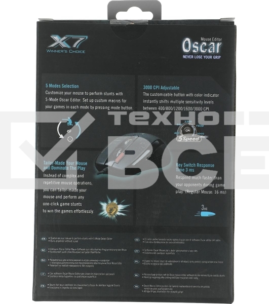 Мышь проводная A4Tech F5 черный, 3000 dpi, USB, кнопки - 7