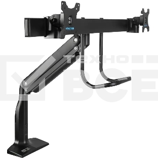 Кронштейн Kromax OFFICE-20 черный, 1 шт/уп. Кр. алюм. настол. для мон. 17'-35', max 2x10 кг, 6 ст св., нак. +45°-22°, пов. ±32°, max VESA 100x100 мм.