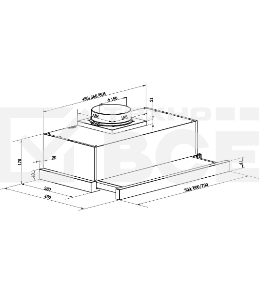 Вытяжка встраиваемая Maunfeld VS Fast 60 черный, 60 см, 850 куб. м/ч, 47 дБ