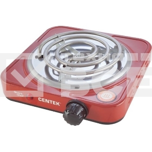 Плита настольная электрическая Centek CT-1508 красный, 1 кВт, ТЭН, конфорки - 1, эмаль, поворотные переключатели