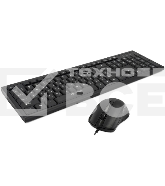 Комплект клавиатура+мышь Oklick 600M проводной, USB, 1200 DPI, чёрный