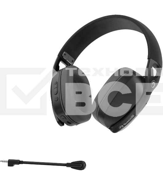 Гарнитура MARVO HG9086W Pulz 70W чёрный, беспроводная + проводная, радиоканал, до 10 ч, съёмный микрофон, подсветка, совместимость с PS5, Xbox