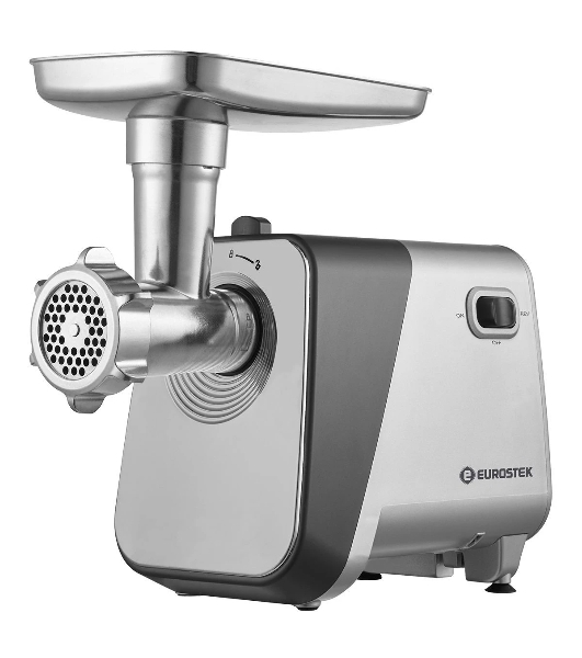 Мясорубка электрическая Eurostek EMG-AS04M серебристый, 2500 Вт, 2.5 кг/мин, реверс, защита от перегрузки, насадки - 5