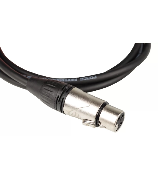 Кабель микрофонный FORCE FMC-15/1.51/4' TRS (M) - XLR (F), высококачественный балансный, малошумящий с проводниками из безкислородной меди OFC, диаметр 6 мм, профессиональные металлические разъемы, длина 1,5 м, цвет черный