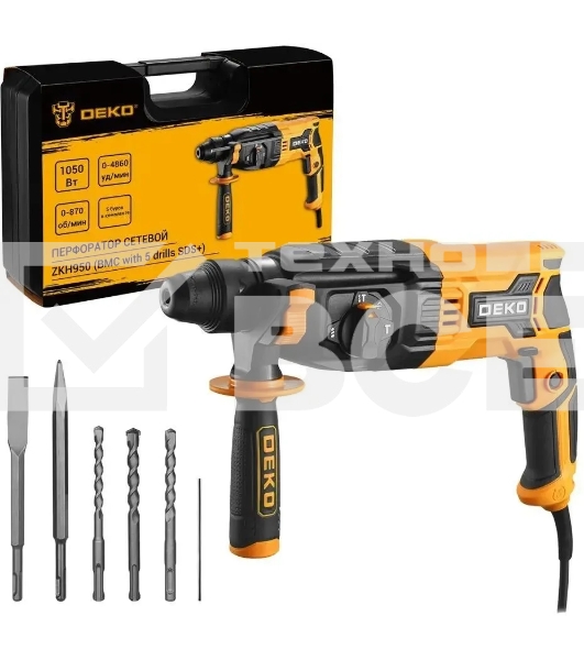 Перфоратор Deko ZKH950 патрон:SDS-plus уд.:3.2Дж 1050Вт (кейс в комплекте)