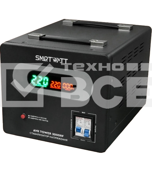Напольный стабилизатор напряжения SMARTWATT AVR TOWER 3000RF (140W - 260W, 3000VA, 3 кВт, 50-60 Гц, LED-дисплей, релейны
