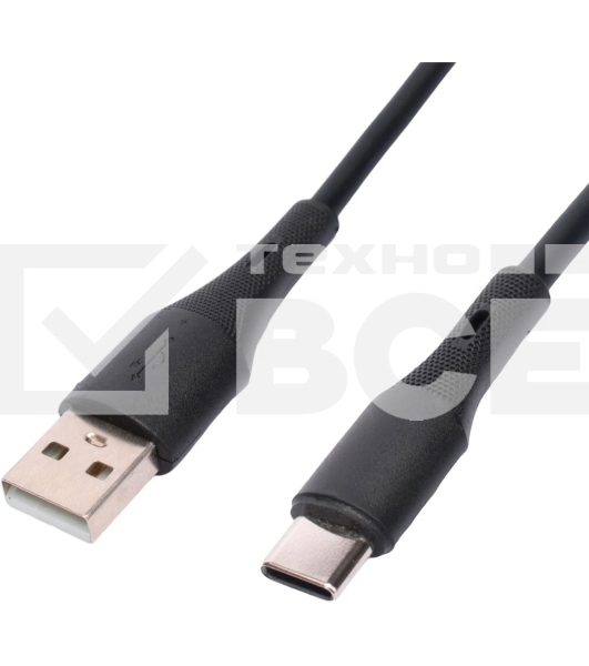Кабель USB2.0 Cablexpert CC-USB2S-AMCM-1M-BK AM/Type-C, 3А, 18Вт, QC3.0, силиконовый, медь, 1м, черный, пакет