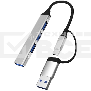 Разветвитель USB-C Digma DHUB-4USB-AC-3.0 4порт. черный