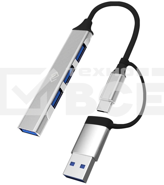 Разветвитель USB-C Digma DHUB-4USB-AC-3.0 4порт. черный