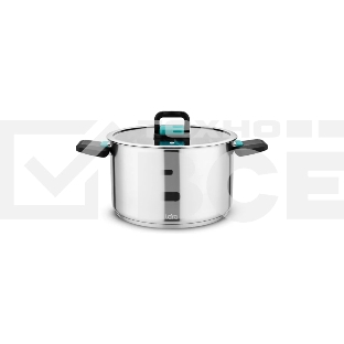 Кастрюля Lara LR02-244 с крышкой, нержавеющая сталь, 5-слойное капсул. индукц. дно, складные ручки 5 л