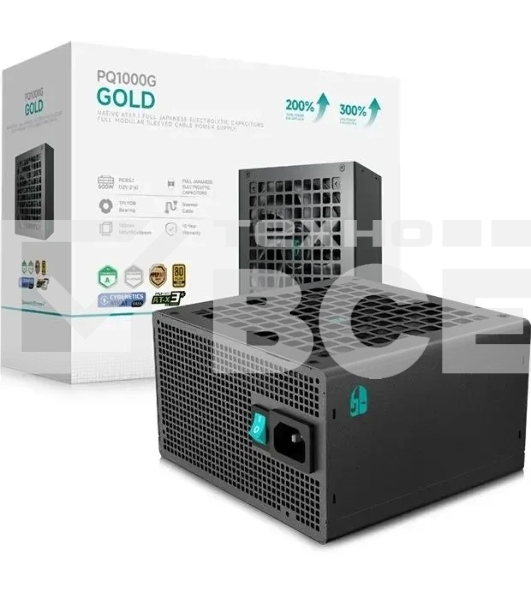 Блок питания Deepcool/GamerStorm PQ1000G (ATX 3.1, 1000W, Full Cable Management, PWM 120мм fan, 80 PLUS GOLD, Active PFC + Half Bridge + DC/DC, Full Japanese Capasitors, Gen5 PCIe) RET